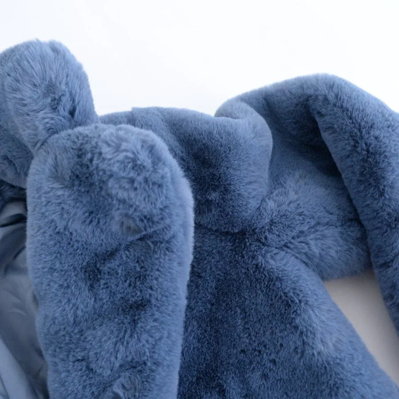 APPARIS  Stella Blue-Grey Faux Fur Lapel Teddy Winter Coat Cozy Thick Jacket S - Picture 10 of 15